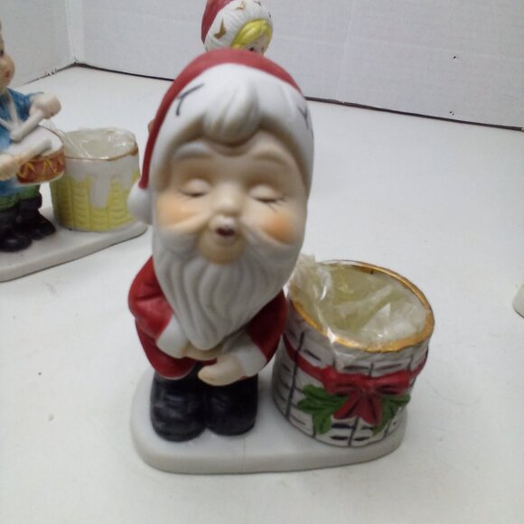 Christmas Luvkins Vintage 1978 Candle Holders Lot of 4 Santa Angel Drummer Boy - Picture 9 of 15